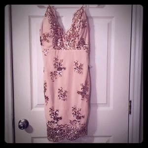 Rose gold sequin party dress